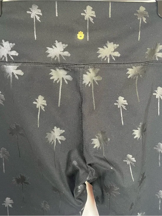 Spiritual Gangster Palm-Print Leggings Black on Black Palm Trees Med Yoga Gym - Picture 7 of 8